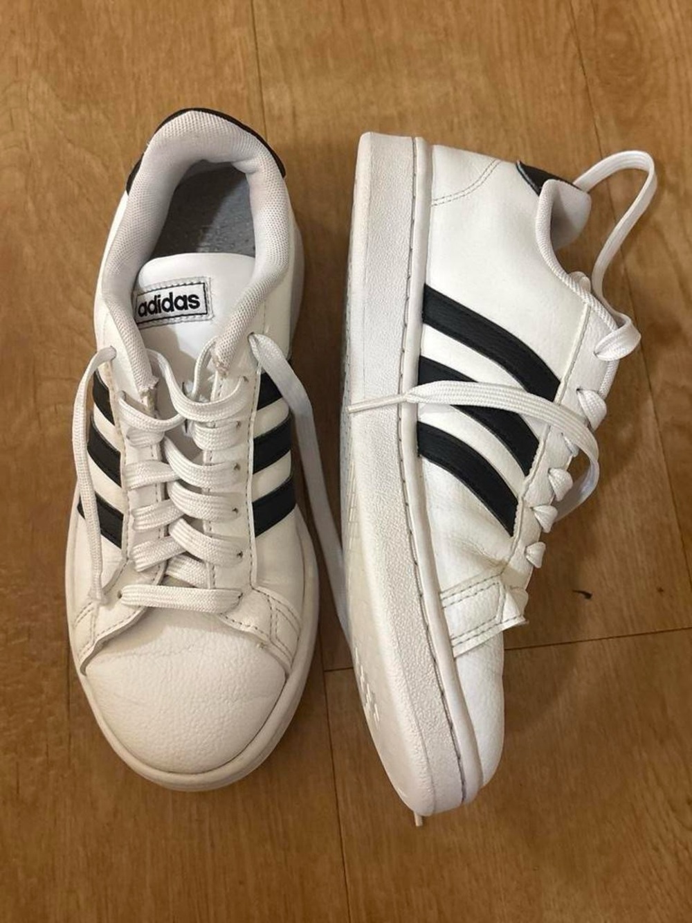 adidas White Sneakers with Black Three-Stripes